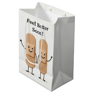Sacola Para Presentes Média Casal de Bonecos de Curativos Acenando Melhoras