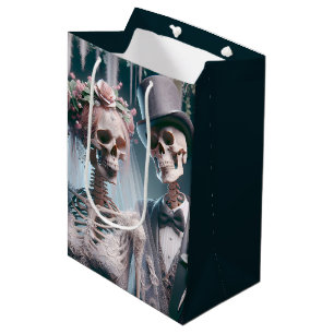 Sacola Para Presentes Média Casal de Casamento de Halloween