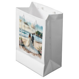 Sacola Para Presentes Média Casal de Praia de Casamento