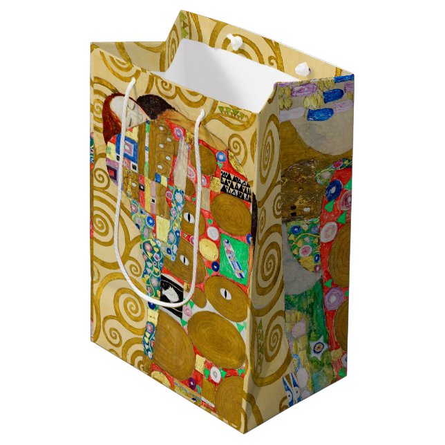 Sacola Para Presentes Média Casal Gustav Klimt Fulfillment Nouveau (Frente inclinada)