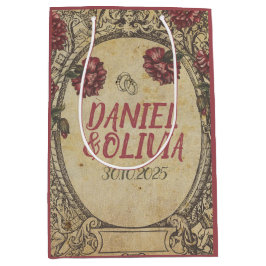 Sacola Para Presentes Média Casamento Clássico de Brown Vintage