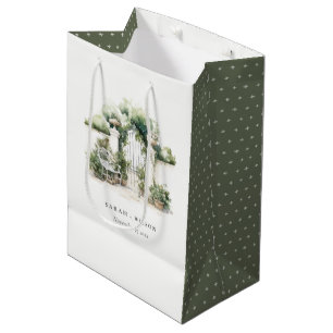 Sacola Para Presentes Média Casamento Clássico Jardim Francês Paisagem Waterco