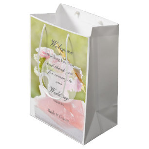 Sacola Para Presentes Média Casamento com Buquê de Primavera fresco