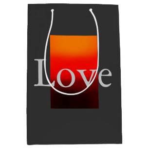 Sacola Para Presentes Média Casamento Contemporâneo Cinza Vermelho Amor