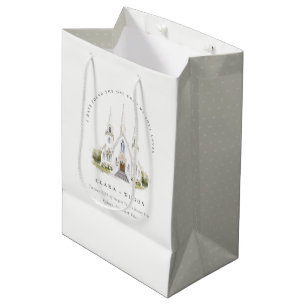 Sacola Para Presentes Média Casamento da Igreja Católica Simples Elegante