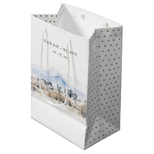 Sacola Para Presentes Média Casamento de Aquarela de Utah, no lago de sal míni