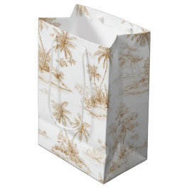 Sacola Para Presentes Média Casamento de Árvores de Palmeira de Ilha Tropical