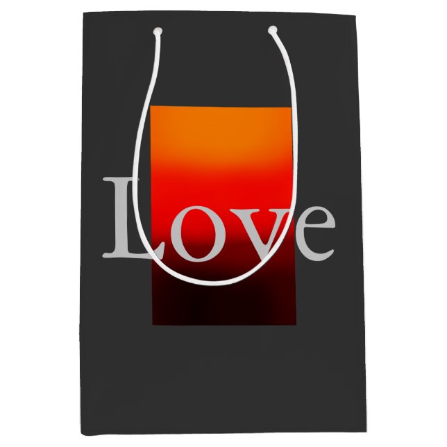 Sacola Para Presentes Média Casamento de Cinza Vermelho Contemporâneo (Frente)