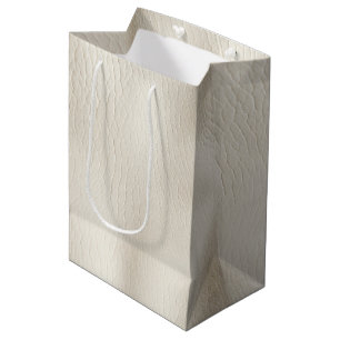 Sacola Para Presentes Média Casamento de Couro Falso Creme Branco  