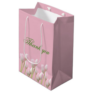 Sacola Para Presentes Média Casamento de Cowgirl Costeira tulipa rosa