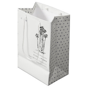 Sacola Para Presentes Média Casamento de esboço de palmeira tropical costeira