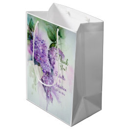 Sacola Para Presentes Média Casamento de Flores Lilac Elegante