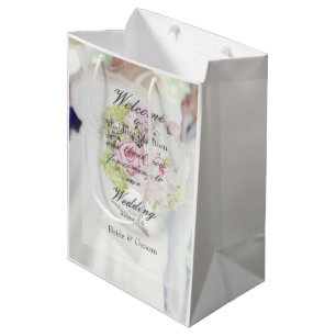 Sacola Para Presentes Média Casamento de noiva e Buquê de flor