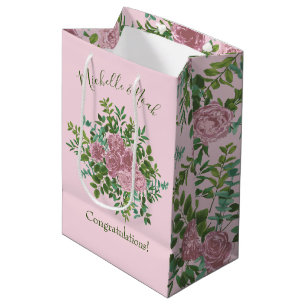 Sacola Para Presentes Média Casamento de Rosa claro e Rosa