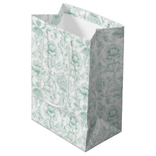 Sacola Para Presentes Média Casamento Floral Chic Menta Branco Pêssego
