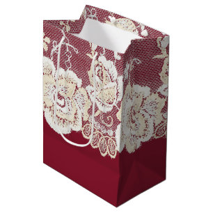 Sacola Para Presentes Média Casamento Floral Romântico de Azar Branco