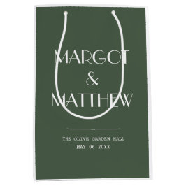 Sacola Para Presentes Média Casamento Minimalista Escandinavo Verde Musgo Escu