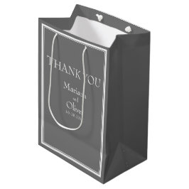 Sacola Para Presentes Média Casamento Minimalista Moderno Cinza