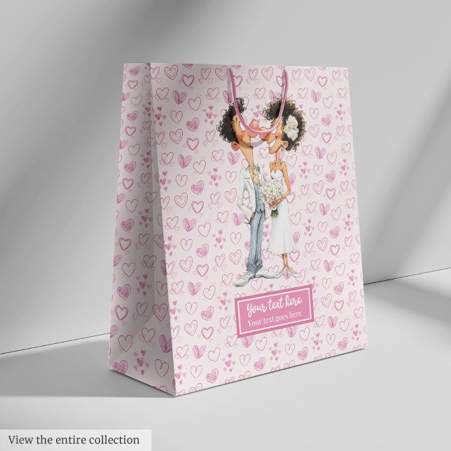 Sacola Para Presentes Média Casamento Personalizado De Grama De Noiva Gift Bag (Personalized Quirky Bride Groom Gift Bag Wedding)