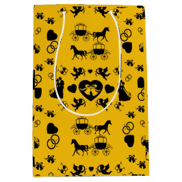 Sacola Para Presentes Média Casamento Romântico De Cavalo E Carrinho