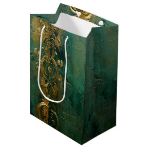 Sacola Para Presentes Média Casamento Romântico Verde Esmeralda