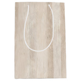 Sacola Para Presentes Média Casamento Rustic Faux Cream White Wood