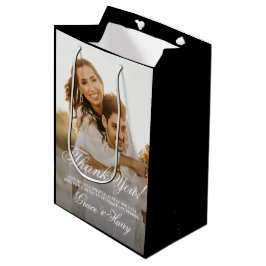 Sacola Para Presentes Média Casamento Simples De Script Elegante Obrigado