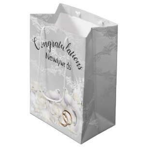 Sacola Para Presentes Média Casamentos em Damasco Branco
