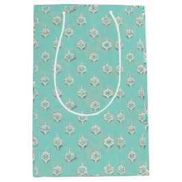 Sacola Para Presentes Média Cascata de Ouros Azuis Elegante