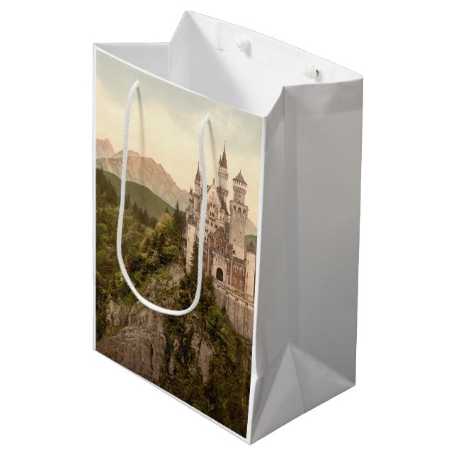 Sacola Para Presentes Média Castelo de Neuschwanstein, Baviera, Alemanha (Frente inclinada)
