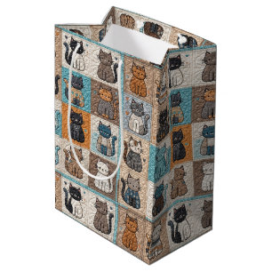 Sacola Para Presentes Média Cat Quilt Design