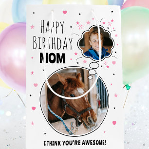 Sacola Para Presentes Média Cavalo Divertido Mamãe Aniversário Pensou Que A Fo