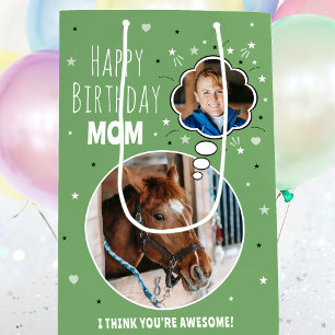 Sacola Para Presentes Média Cavalo Divertido Mamãe Aniversário Pensou Que Foto