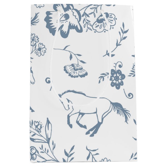 Sacola Para Presentes Média Cavalos Equestres Clássicos (Frente)