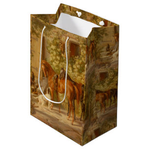 Sacola Para Presentes Média Cavalos Vintage no Porch Albrecht Adam