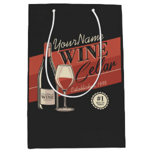 Sacola Para Presentes Média Cave de Vin Personalizada Sala de Degustação de Ga