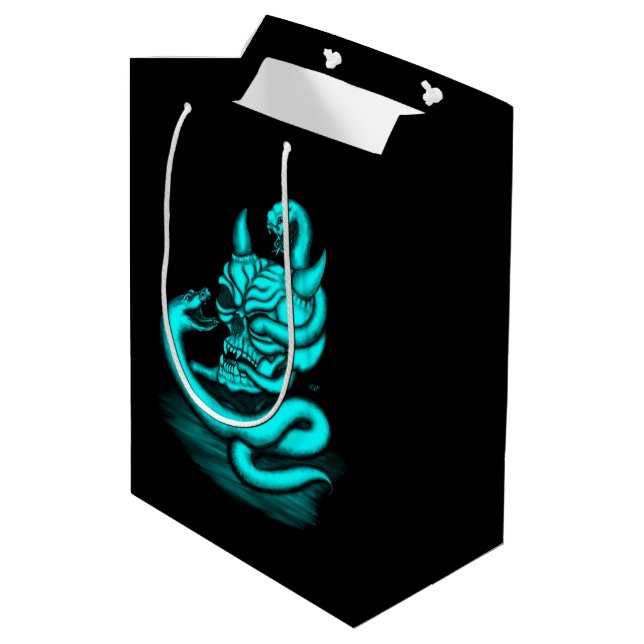 Sacola Para Presentes Média Caveira - Cabeça Diabo com Cobra (Verso inclinado)