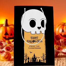 Sacola Para Presentes Média Caveira Esqueleto Cemitério Preto Gótico Halloween