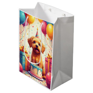 Sacola Para Presentes Média Celebração de Aniversário do Wheaten Terrier