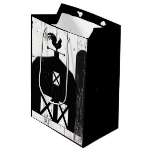 Sacola Para Presentes Média Celebração de Casamento Rústica em Celeiro Preto c