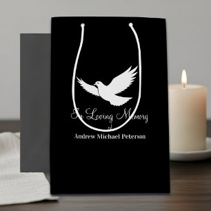 Sacola Para Presentes Média Celebração de Vida Funeral de Pombo Branco