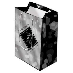 Sacola Para Presentes Média Celebração do Aniversário de Casamento de 10 Tin