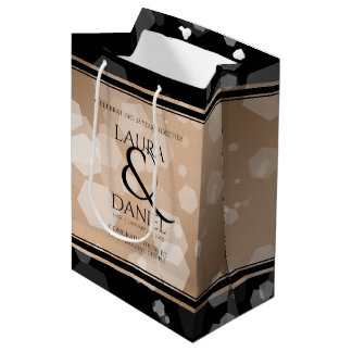 Sacola Para Presentes Média Celebração do Aniversário do Casamento Linen 28