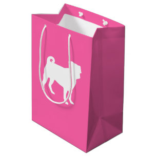 Sacola Para Presentes Média Celebração do Tema do Cão Rosa
