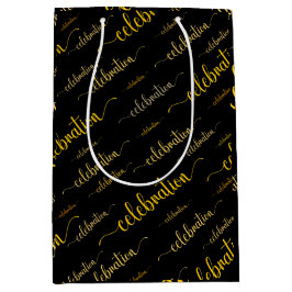 Sacola Para Presentes Média Celebração em tons de ouro