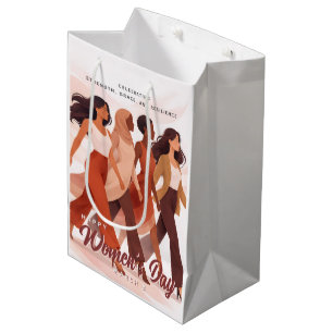 Sacola Para Presentes Média Celebração Moderna do Dia Feliz da Mulher 8 de Mar