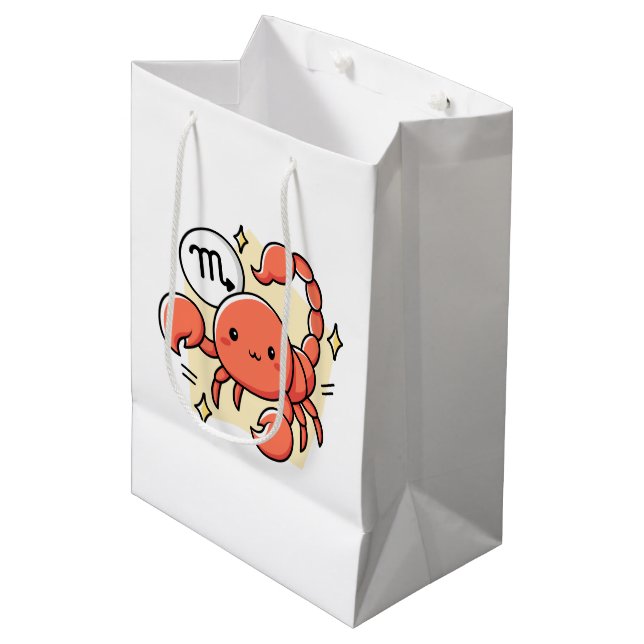 Sacola Para Presentes Média Celestial Scorpio Zodiac Chibi Line Art Gift (Frente inclinada)