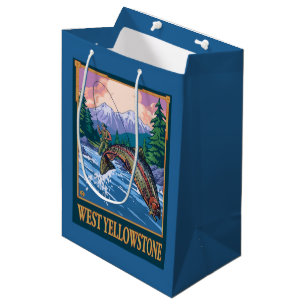 Sacola Para Presentes Média Cena da pesca com mosca - Yellowstone ocidental