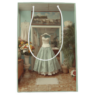 Sacola Para Presentes Média Cena de Interior de Loja de Vestido de Noiva Vinta