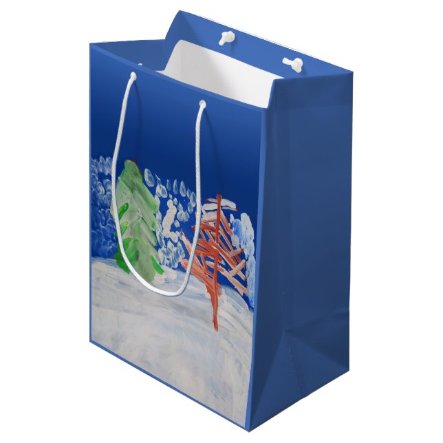 Sacola Para Presentes Média Cena de inverno (Frente inclinada)